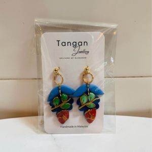 Tangan Jewellery Blue Flower Gold Plated Stud