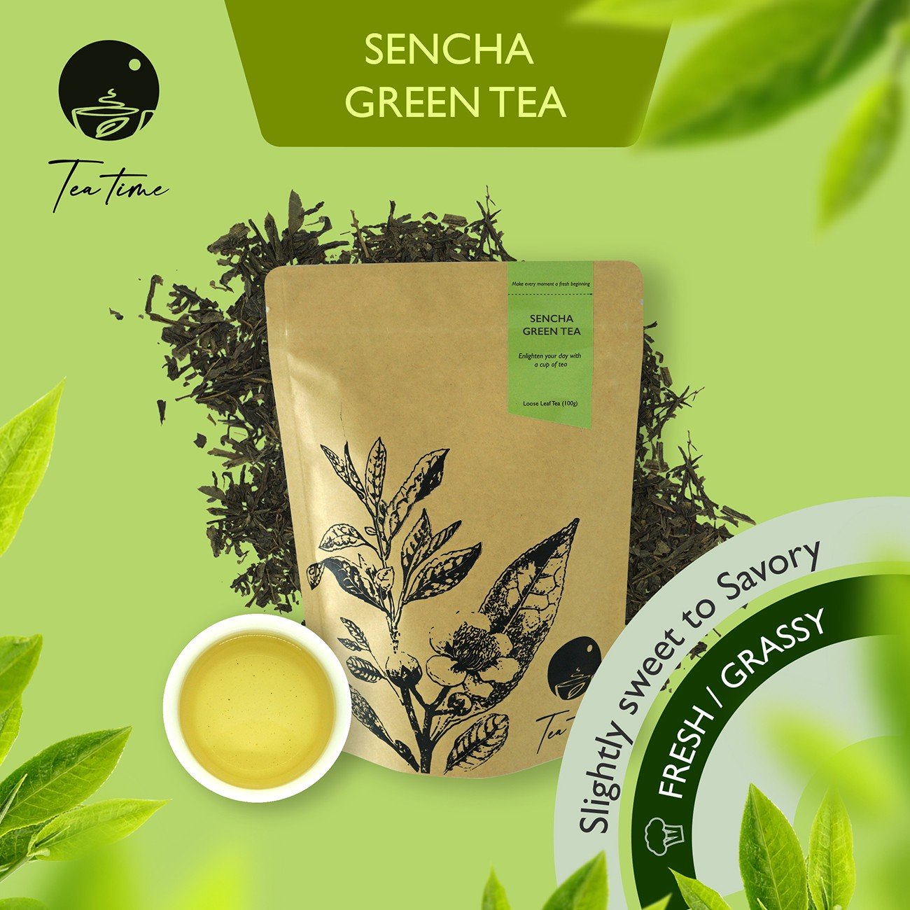 Japanese Sencha Green Tea (100g) Tea Leaves