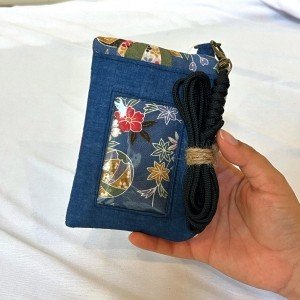 Tori Gate Blue Temari Flower Card Purse